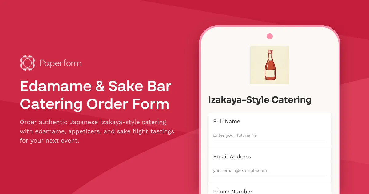 Edamame & Sake Bar Catering Order Form