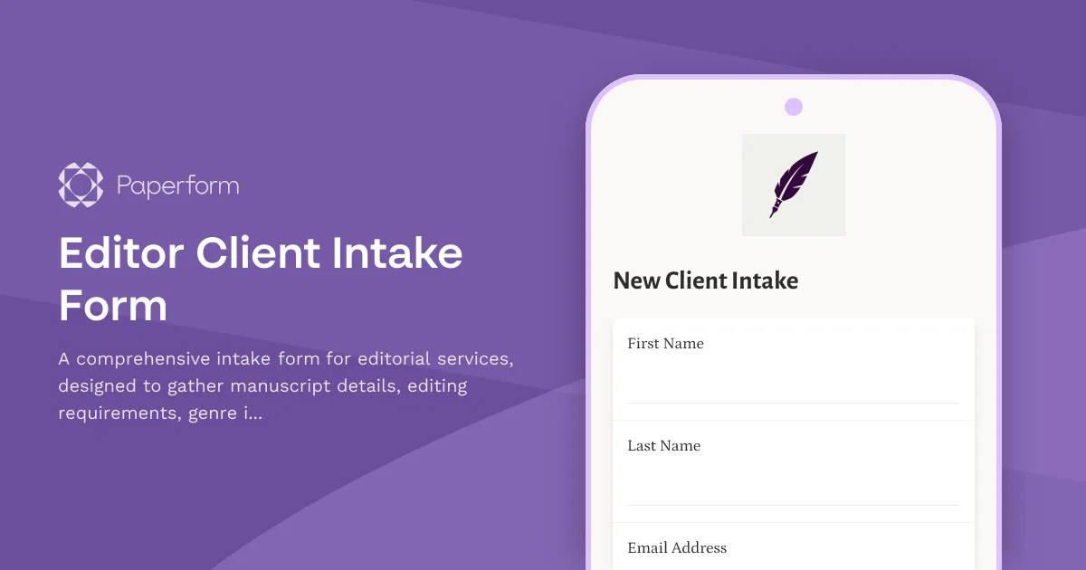 Editor Client Intake Form