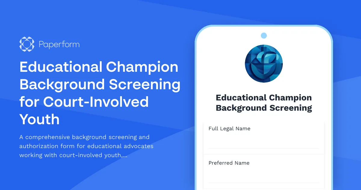Educational Champion Background Screening for Court-Involved Youth
