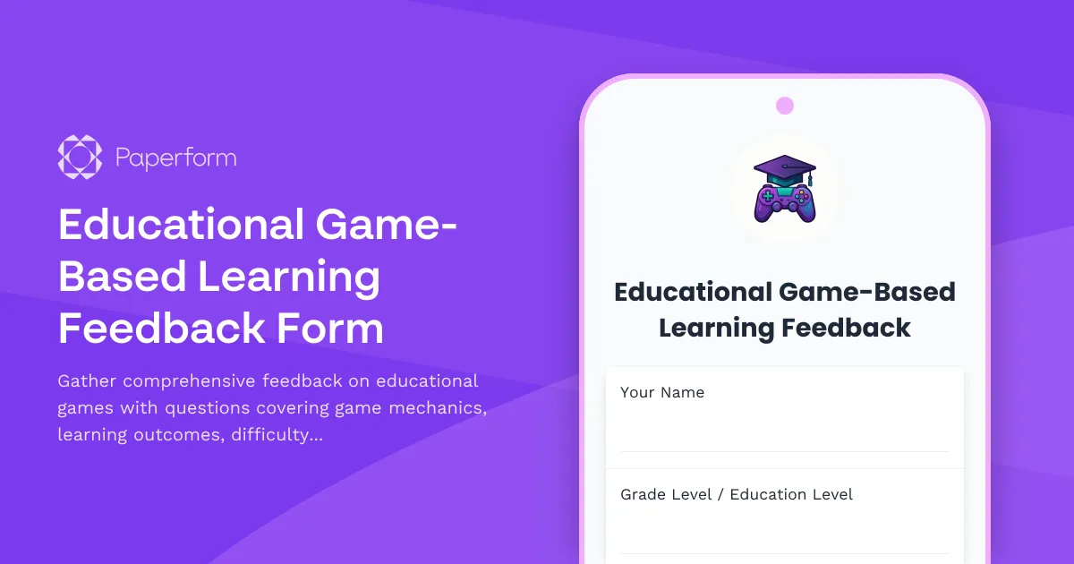 Educational Game-Based Learning Feedback Form