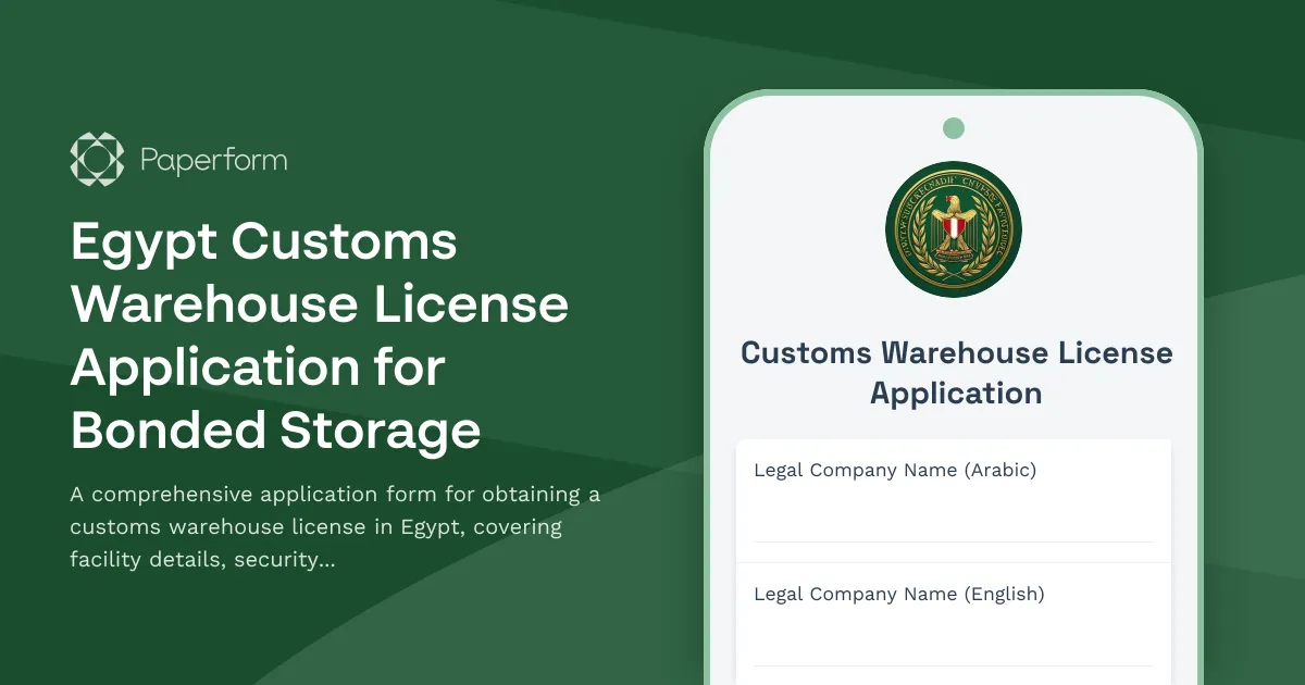 Egypt Customs Warehouse License Application for Bonded Storage
