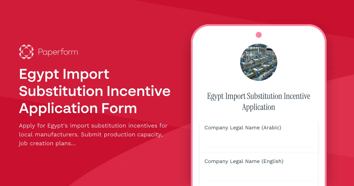 Egypt Import Substitution Incentive Application Form