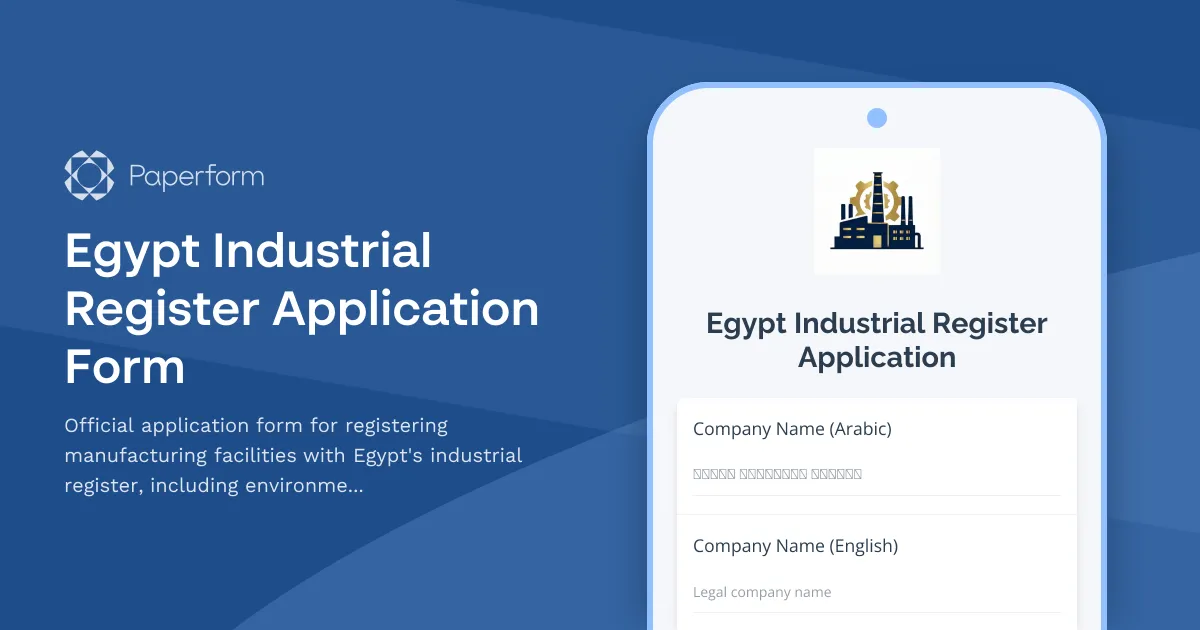 Egypt Industrial Register Application Form