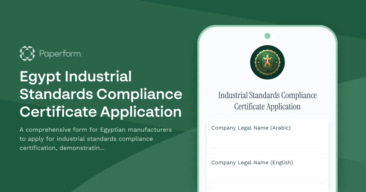 Egypt Industrial Standards Compliance Certificate Application