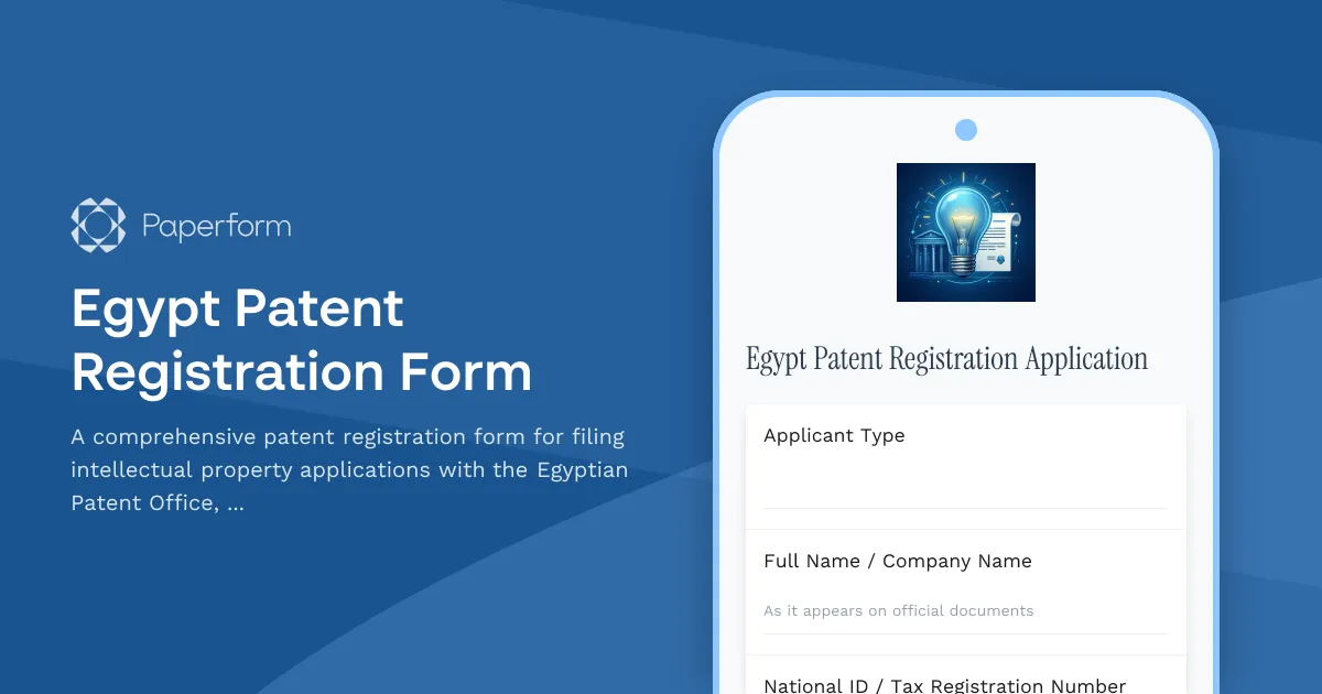 Egypt Patent Registration Form
