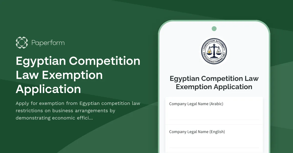Egyptian Competition Law Exemption Application
