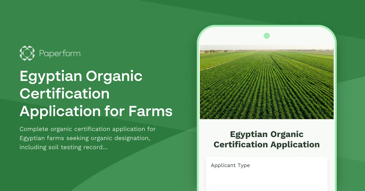 Egyptian Organic Certification Application for Farms