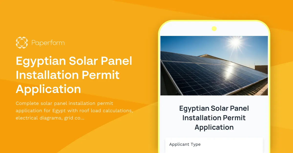 Egyptian Solar Panel Installation Permit Application