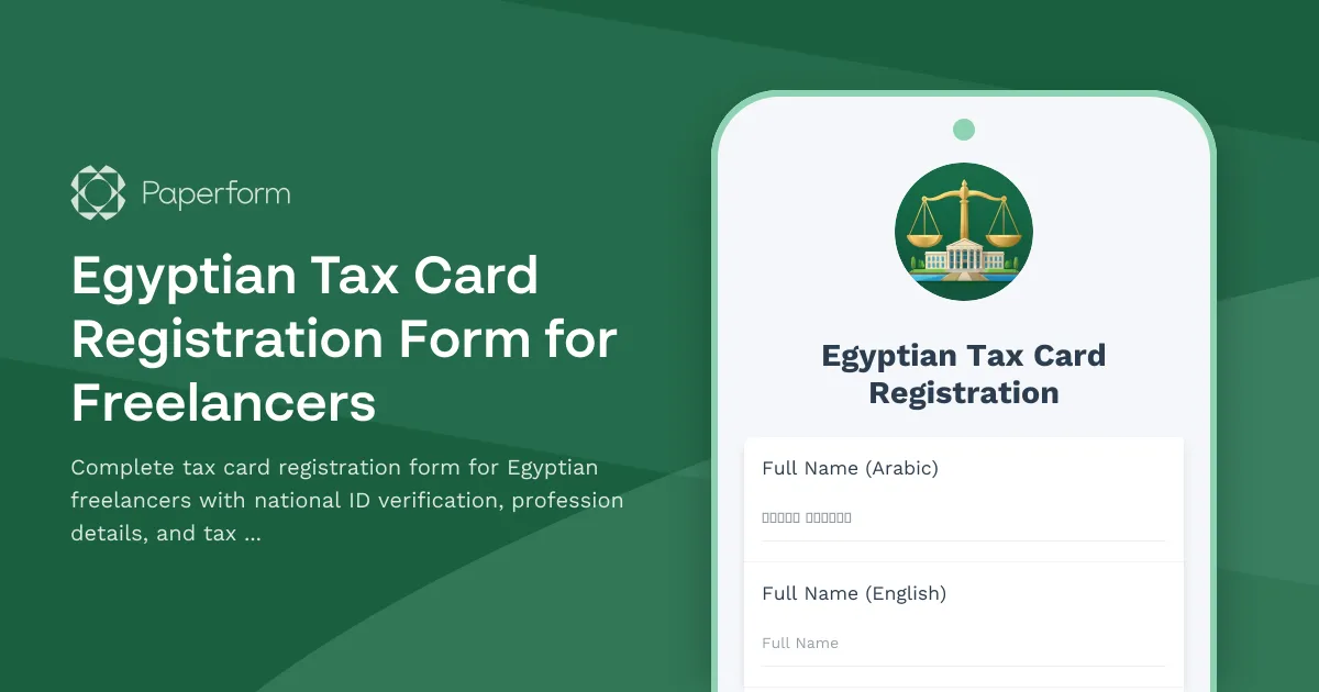 Egyptian Tax Card Registration Form for Freelancers