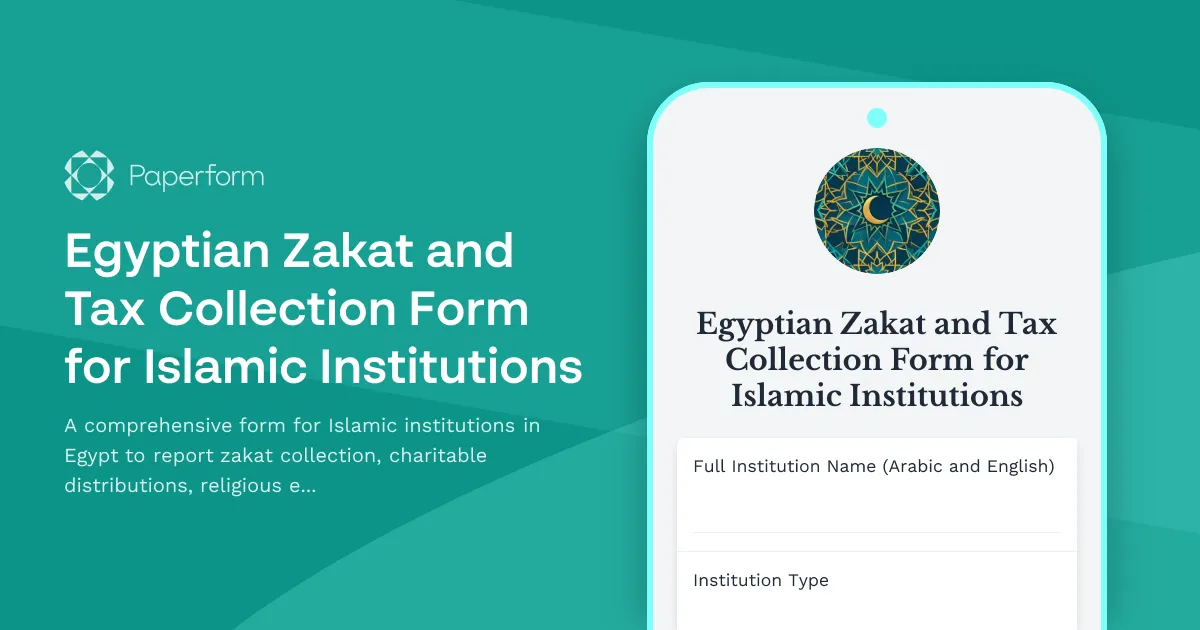 Egyptian Zakat and Tax Collection Form for Islamic Institutions