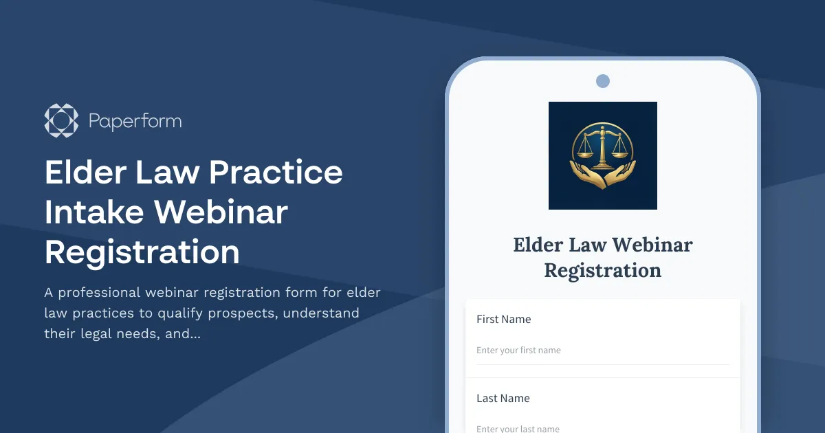 Elder Law Practice Intake Webinar Registration