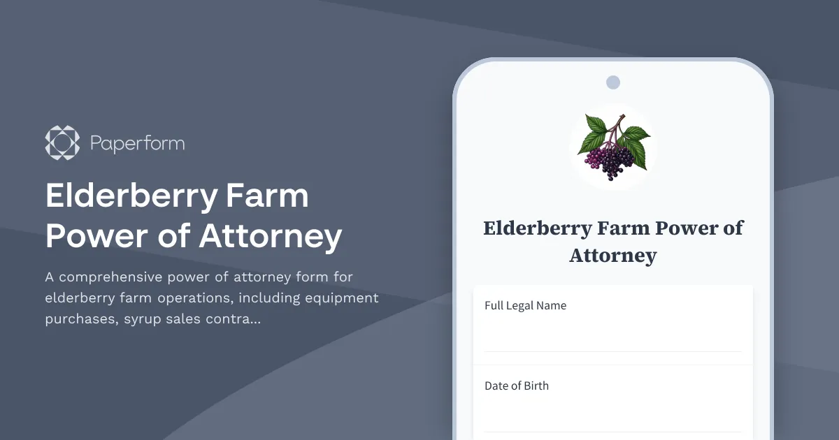 Elderberry Farm Power of Attorney