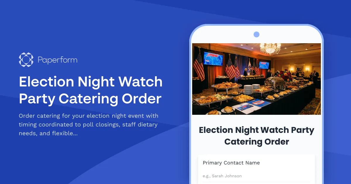 Election Night Watch Party Catering Order