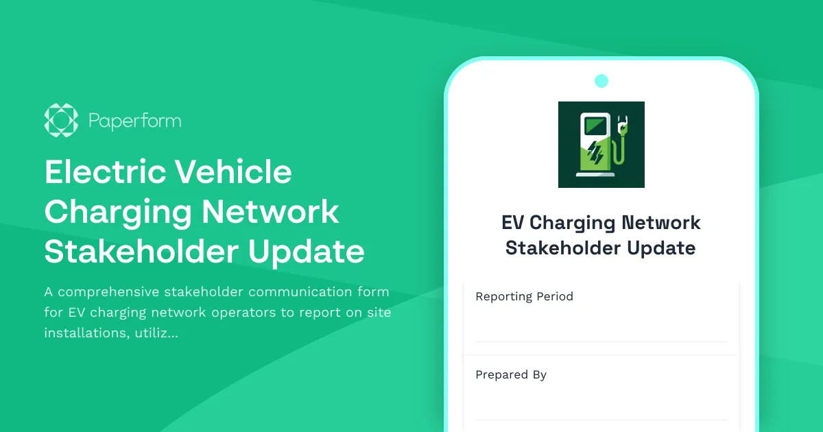Electric Vehicle Charging Network Stakeholder Update