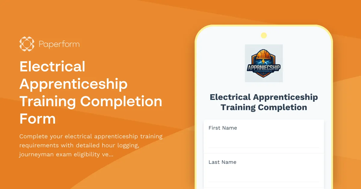 Electrical Apprenticeship Training Completion Form