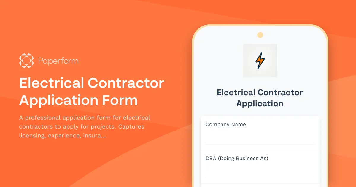 Electrical Contractor Application Form