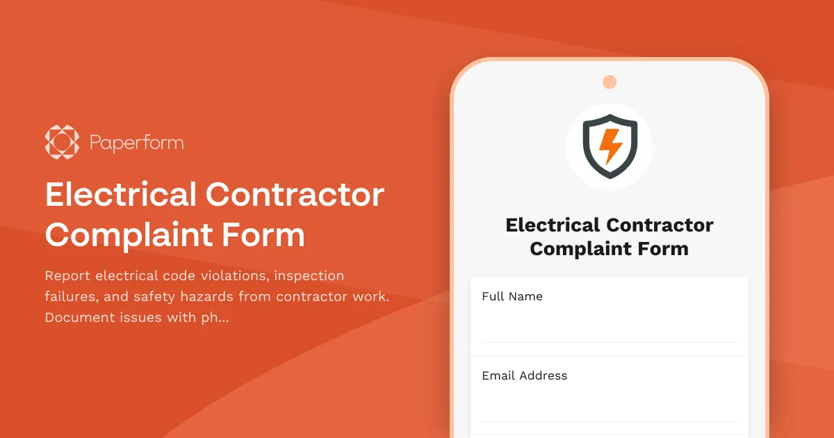 Electrical Contractor Complaint Form