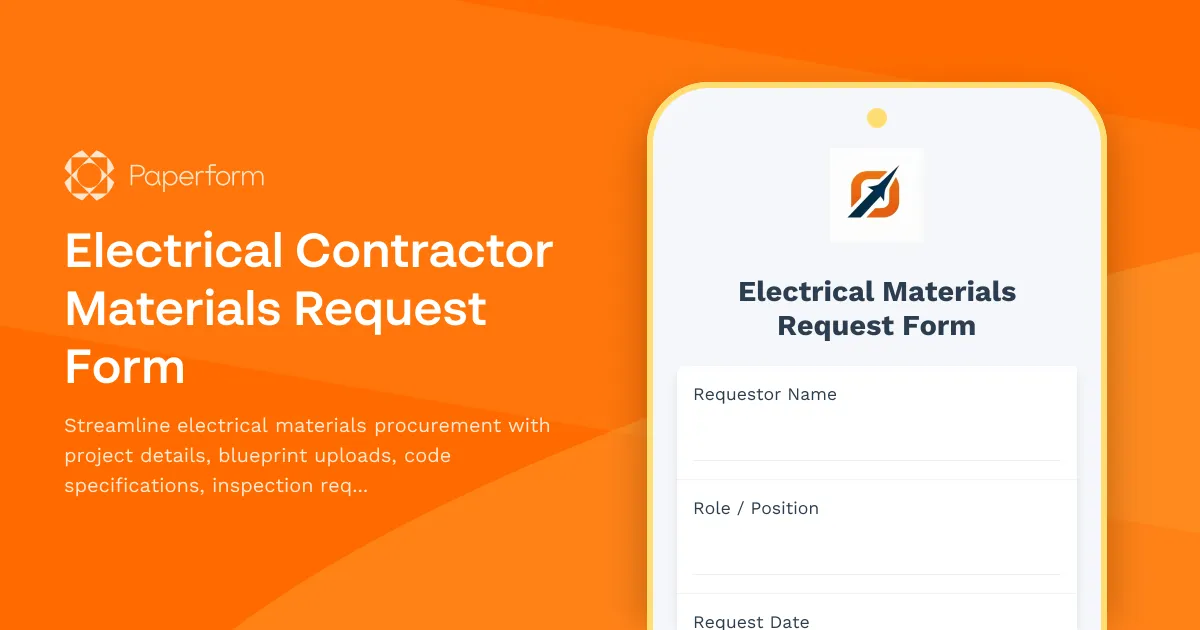 Electrical Contractor Materials Request Form