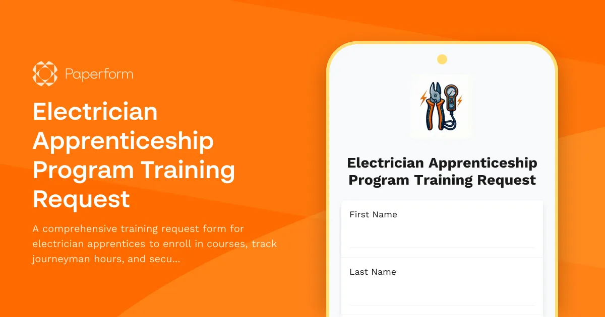 Electrician Apprenticeship Program Training Request