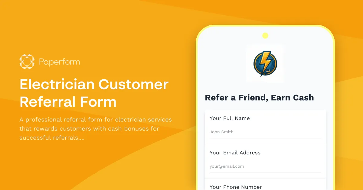 Electrician Customer Referral Form