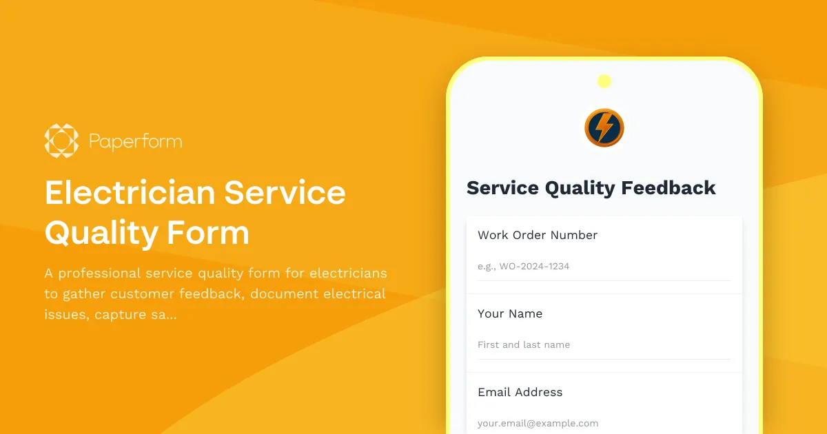 Electrician Service Quality Form