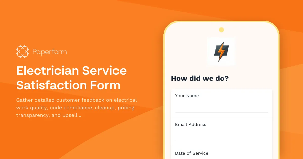 Electrician Service Satisfaction Form