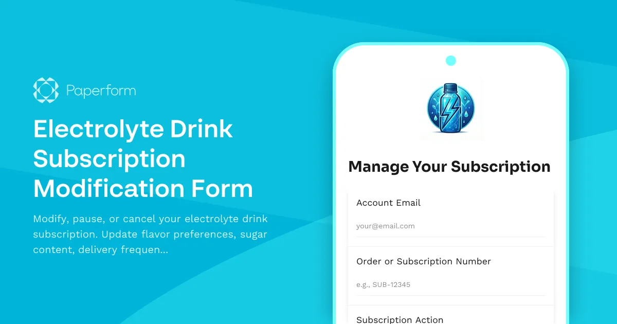 Electrolyte Drink Subscription Modification Form