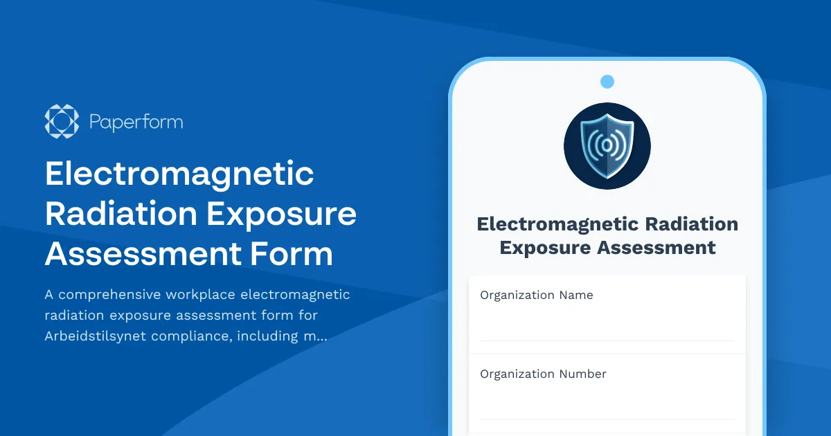 Electromagnetic Radiation Exposure Assessment Form
