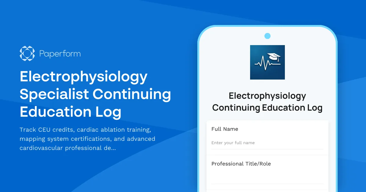 Electrophysiology Specialist Continuing Education Log