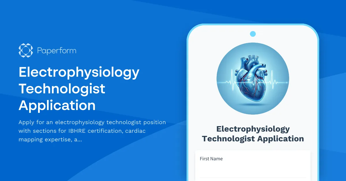 Electrophysiology Technologist Application
