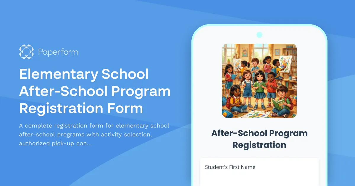 Elementary School After-School Program Registration Form