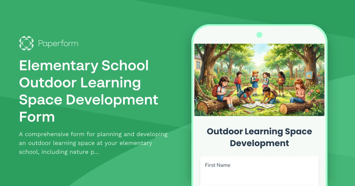 Elementary School Outdoor Learning Space Development Form