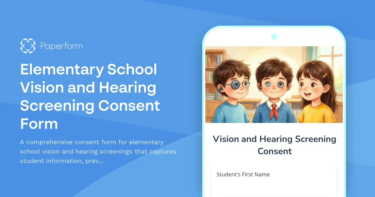 Elementary School Vision and Hearing Screening Consent Form
