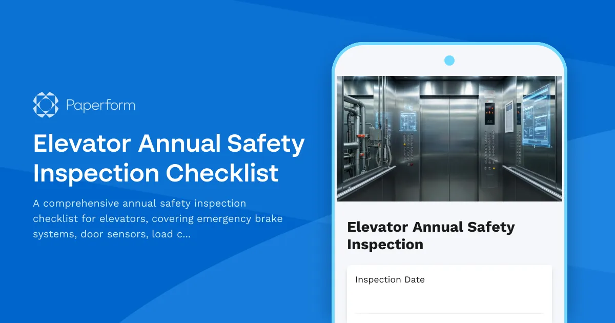Elevator Annual Safety Inspection Checklist