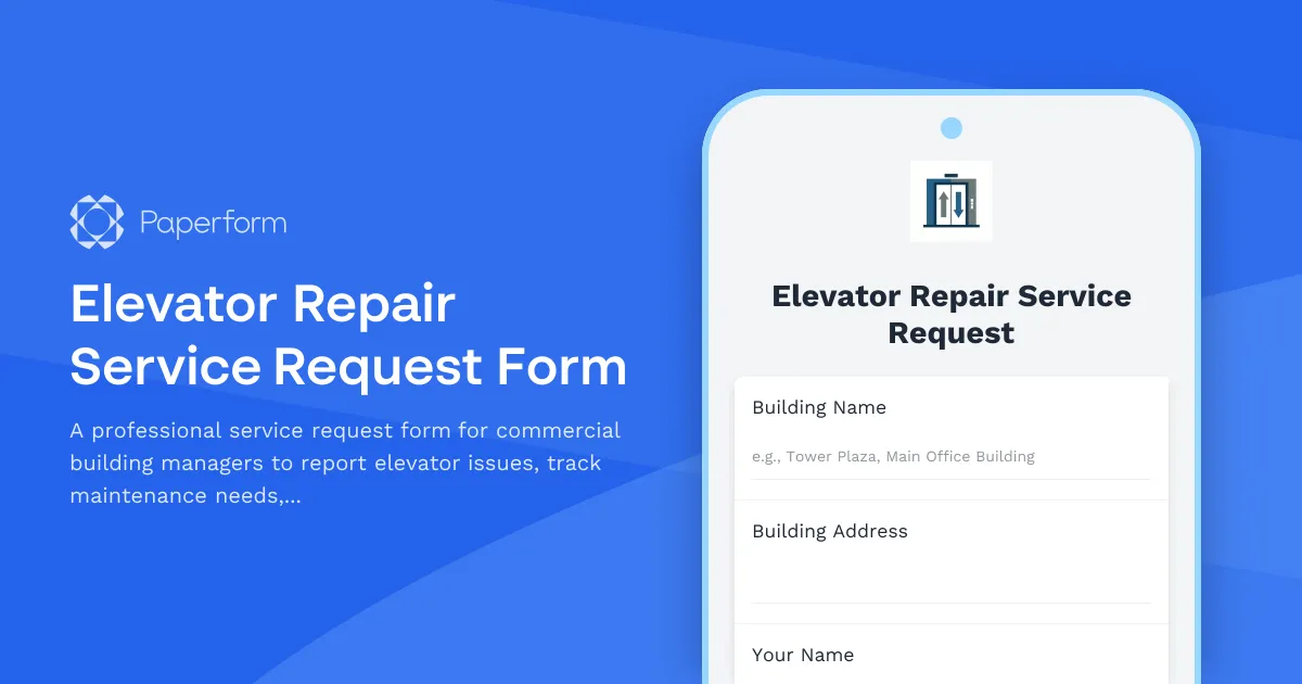 Elevator Repair Service Request Form