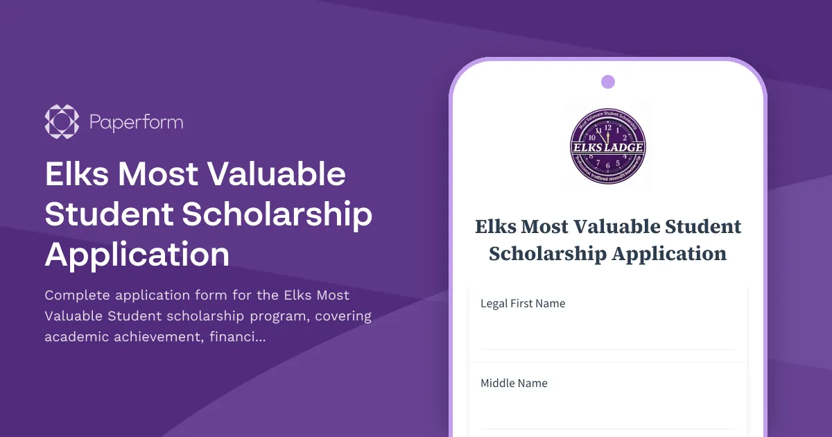 Elks Most Valuable Student Scholarship Application