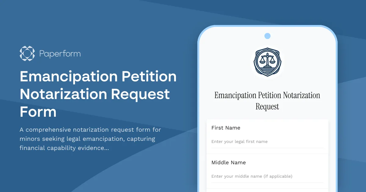 Emancipation Petition Notarization Request Form