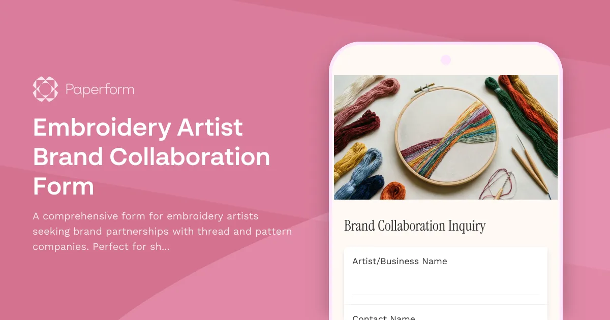 Embroidery Artist Brand Collaboration Form