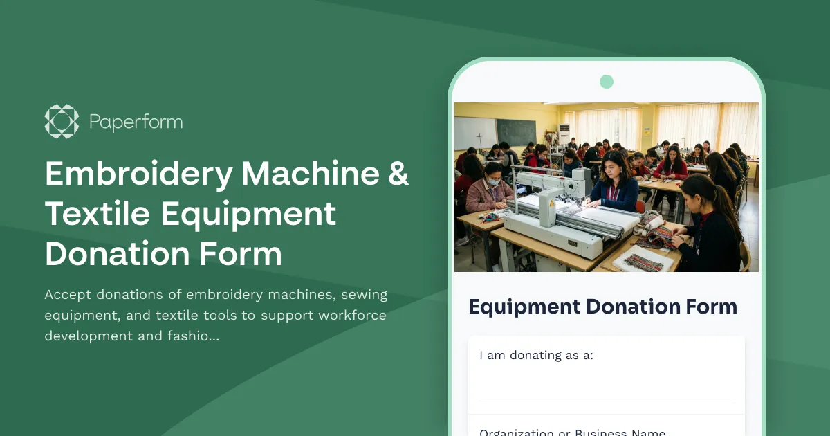 Embroidery Machine & Textile Equipment Donation Form