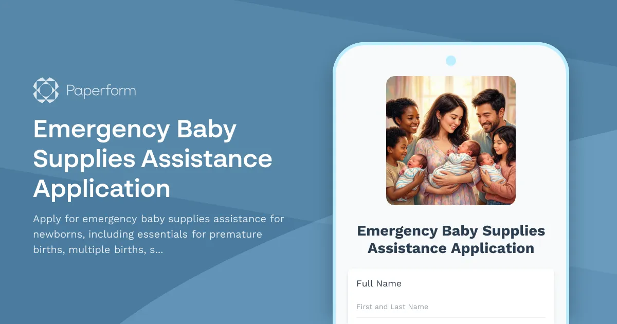 Emergency Baby Supplies Assistance Application