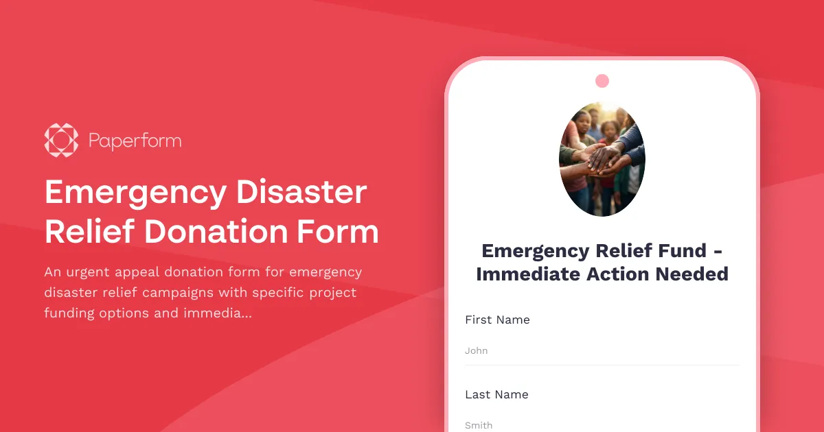 Emergency Disaster Relief Donation Form