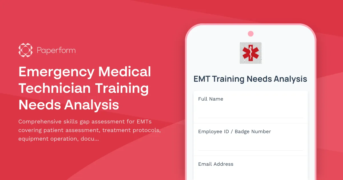 Emergency Medical Technician Training Needs Analysis