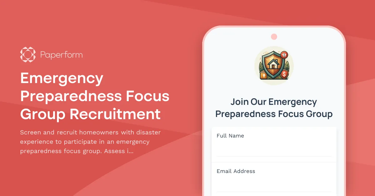 Emergency Preparedness Focus Group Recruitment