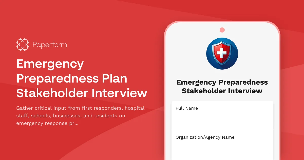 Emergency Preparedness Plan Stakeholder Interview