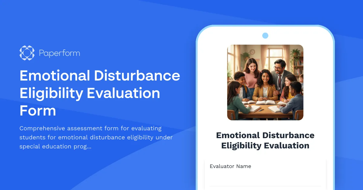 Emotional Disturbance Eligibility Evaluation Form