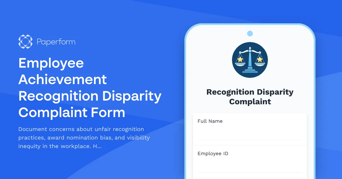 Employee Achievement Recognition Disparity Complaint Form