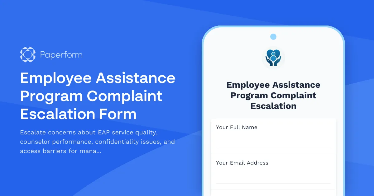 Employee Assistance Program Complaint Escalation Form
