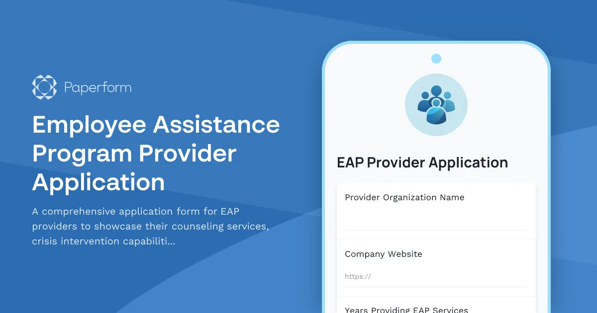 Employee Assistance Program Provider Application