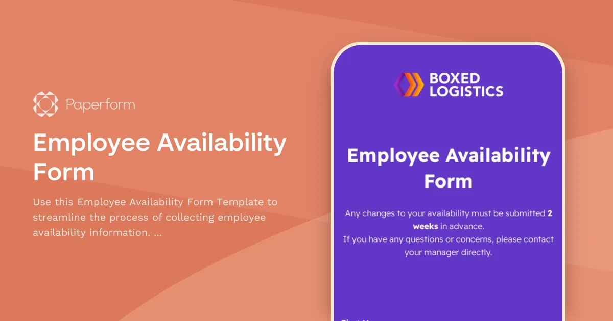 Employee Availability Form