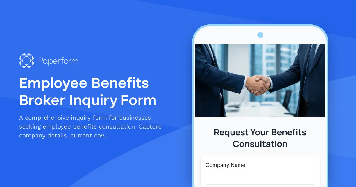 Employee Benefits Broker Inquiry Form